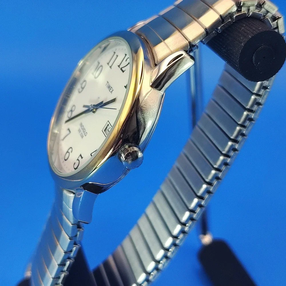 Vintage 2008 Timex Indiglo Easy Reader Date 35mm Two Tone Men's Quartz Watch‎